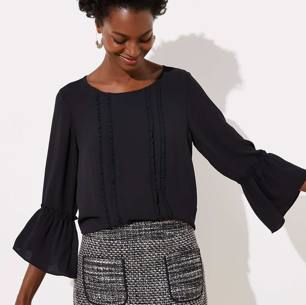 LOFT Ruffle Bell Sleeve Blouse, S